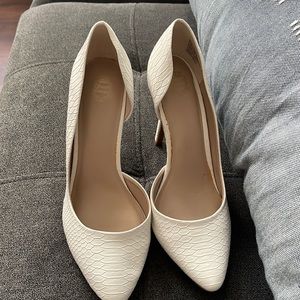 Juicy Couture Cyra White Faux Snake Print Heels